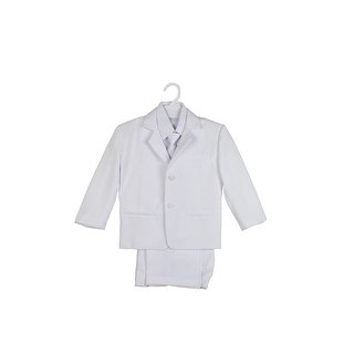 Paperio Boys Formal Suit Set with Long Tie, Shirt, and Vest White
