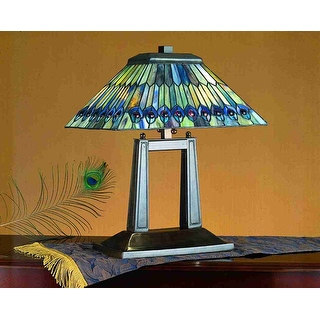 20 Inch H Jeweled Peacock Oblong Desk Lamp Table Lamps