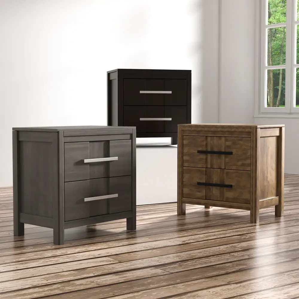 Tass Transitional Solid Wood 2-Drawer Nightstand by Furniture of America