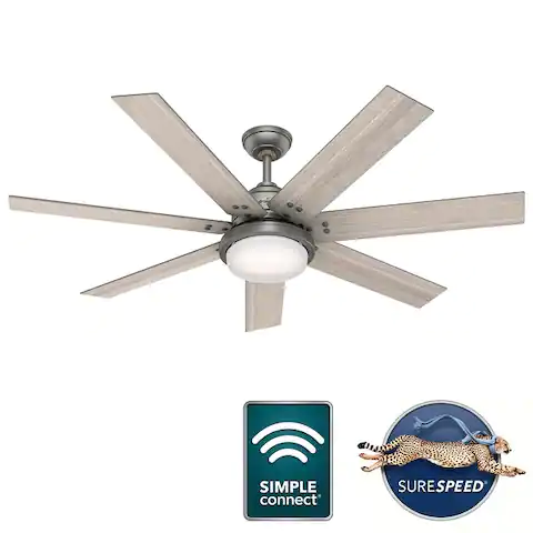 Hunter 60" WiFi Whittington Ceiling Fan with LED Light Kit and Handheld Remote
