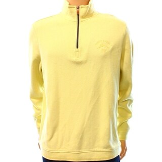 Tommy Bahama NEW Yellow Mens Size Medium M Solid Quarter Zip Sweater