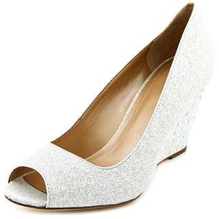 Style & Co Cecelie Women Open Toe Canvas Silver Wedge Heel
