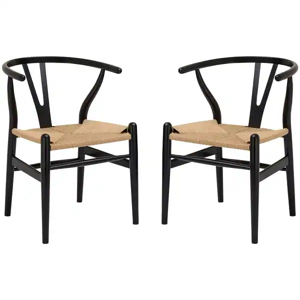 Poly and Bark Weave Chairs - Solid Wood Frame (Set of 2)
