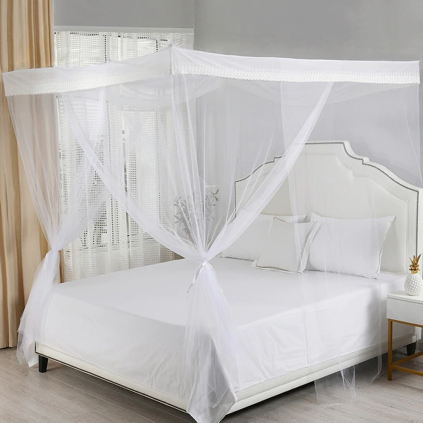Sheba 4-Post Hanging Sheer Mosquito Bed Canopy