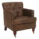 SAFAVIEH Manchester Antiqued Brown Tufted Club Chair - 28" x 34.4" x 32.7" - Thumbnail 1