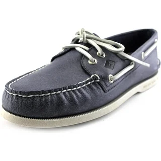 Sperry Top Sider A/O 2-Eye White Cap Moc Toe Leather Boat Shoe