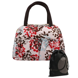 JAVoedge Floral Print Lunch Tote Bag with Zipper and Handle, with Front Elastic Pocket