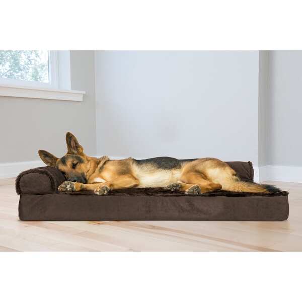 FurHaven Pet Bed Plush & Velvet Deluxe Chaise Lounge Orthopedic Dog Bed