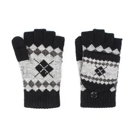 Unisex Skiiers Diamond Fingerless Mitten Gloves