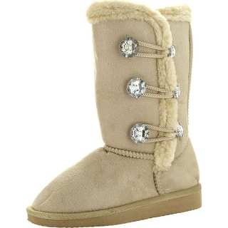 Static Girls Toddler Fashion 7 Microsuede Boots With Jewels And Faux Fur"