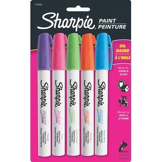 Sharpie Medium Point Oil-Based Opaque Paint Markers 5/Pkg-Aqua, Orange, Lime, Green, Pink & Purple