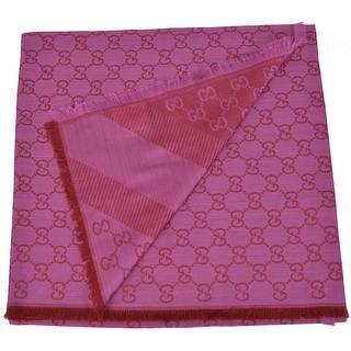 Gucci 281942 XL Wool Silk Pink Red GG Guccissima Logo Scarf Shawl Wrap