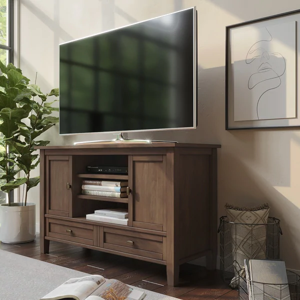 WYNDENHALL Norfolk SOLID WOOD 47 inch Wide Transitional TV Media Stand For TVs up to 50 inches