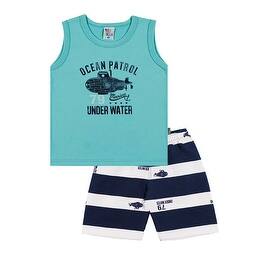 Toddler boy shirt and striped shorts set ages 1-3 yrs