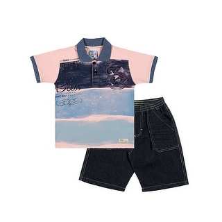 Toddler Boy Outfit Polo Shirt and Denim Shorts Pulla Bulla Sizes 1-3 Years