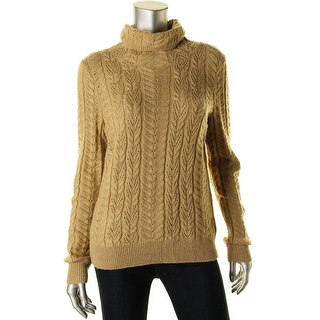Ralph Lauren Womens Cashmere Blend Metallic Turtleneck Sweater