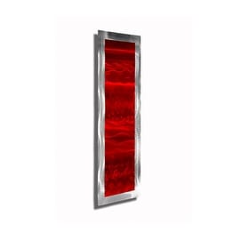 Statements2000 Red / Silver Abstract Metal Wall Art Accent Wave by Jon Allen - Inner Fire 2