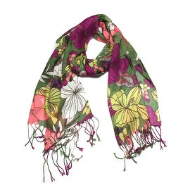 Women's Fashion Floral Soft Wraps Scarves - F10 Olive
