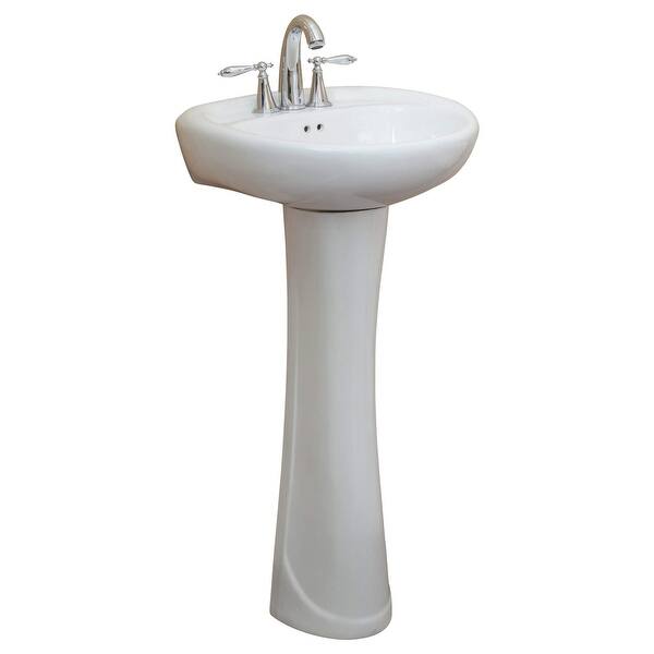 Fine Fixtures Ceramic 19.25-inch White Pedestal Sink