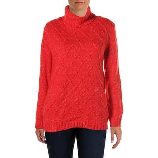 Anne Klein Womens Cable Knit Turtleneck Sweater