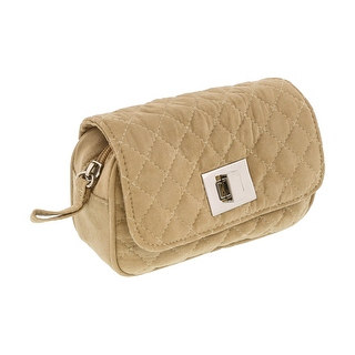 Scheilan Camel Suede Quilted Boxy Crossbody Bag