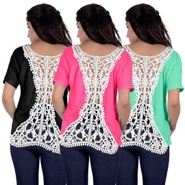 Fashion Women Summer Loose Top Short Sleeve Blouse Ladies Casual Tank Tops T-Shirt Lace