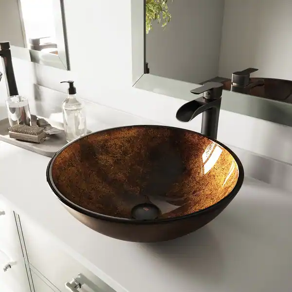 VIGO Round Glass Vessel Bathroom Sink