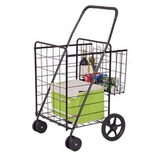 Costway Folding Shopping Cart Jumbo Basket Grocery Laundry Travel w/ Swivel Wheels