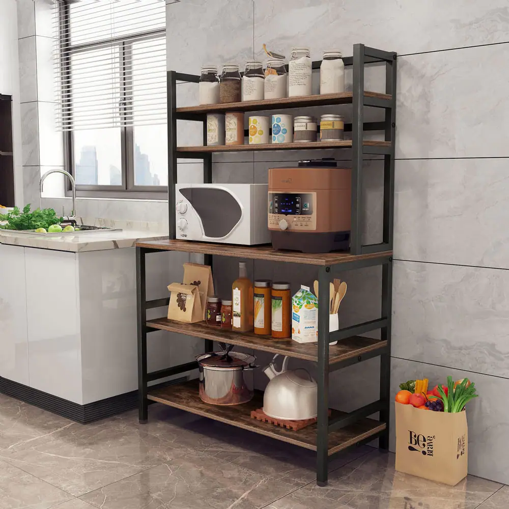 5-Tier Kitchen Bakers Rack with Hutch Organizer Rack
