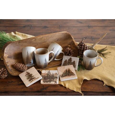 Paseo Road by HiEnd Accents Clearwater Mug & Rustic Print Coaster Set, 8PC