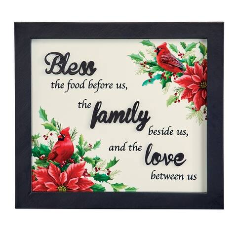 Bless the Food, Family, and Love Hanging Wall Art Decor - 12.500 x 11.250 x 2.750