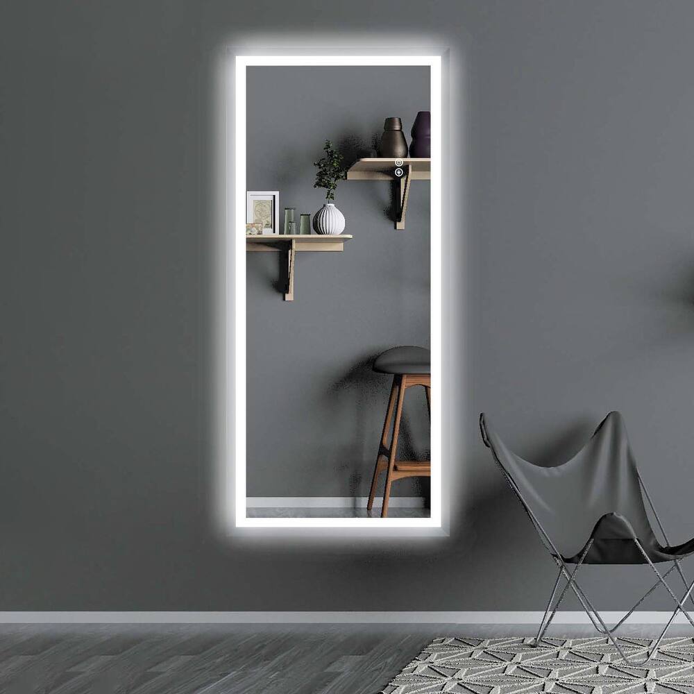 ExBrite LED Full Length Lighted Mirror,Wall Mounted Hanging,Dimmable Lights