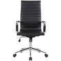 2xhome Executive Ergonomic High Back Eames Office Chair Ribbed PU Leather Adjustable for Manager Conference Computer Desk Black