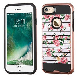 Insten Pink/ White Fresh Roses Hard Snap-on Dual Layer Hybrid Case Cover For Apple iPhone 7