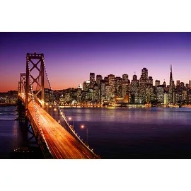 LED Lighted Famous San Francisco Oakland Bay Bridge Canvas Wall Art 15.75" x 23.5"