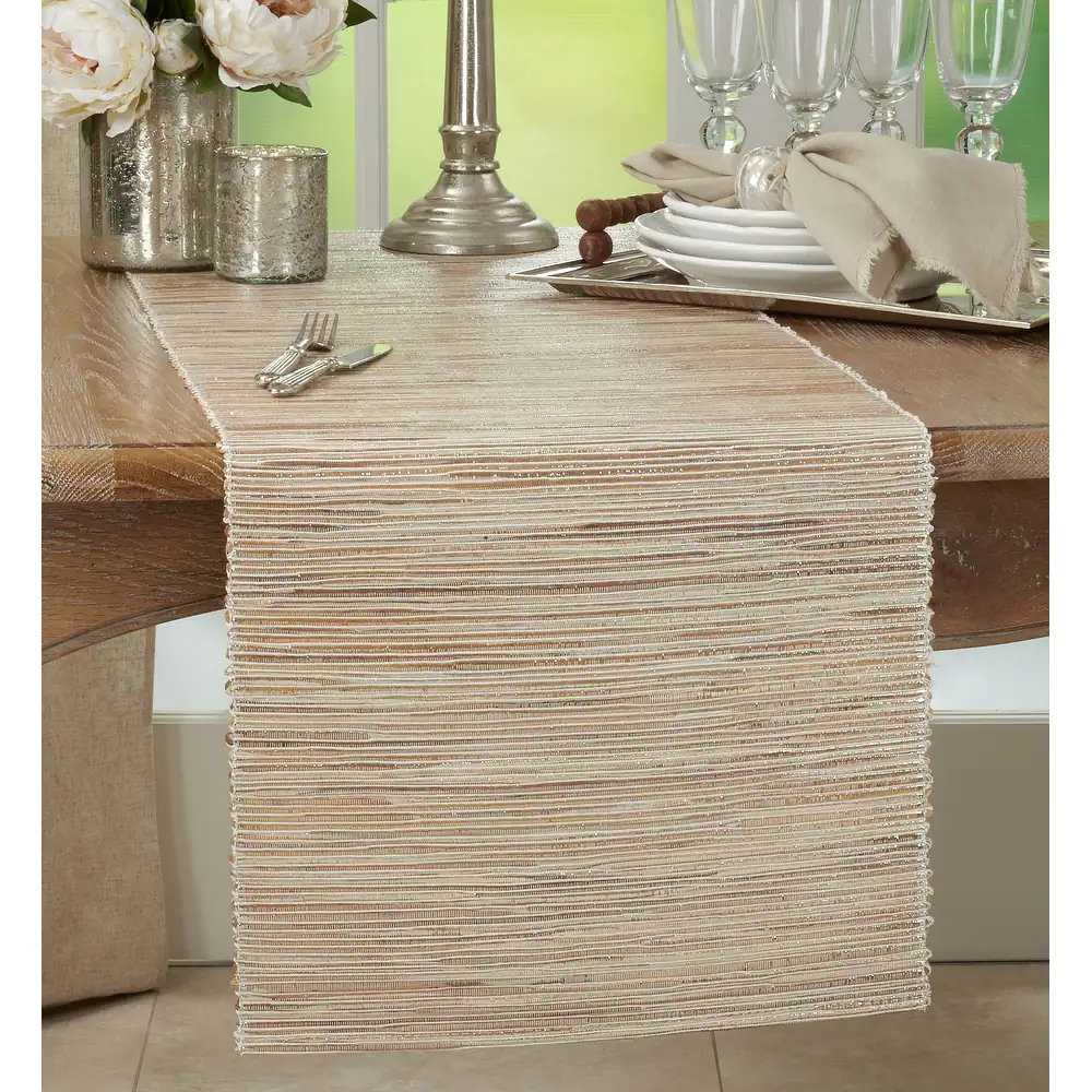 Nubby Table Runner With Shimmering Woven Design