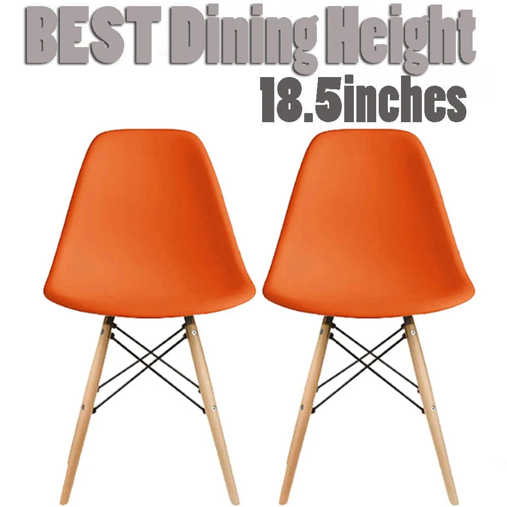 Plastic Eiffel Dining Chairs with Wood Dowel Legs (Set of 2) - Thumbnail 27