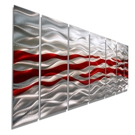 Statements2000 Red / Silver Modern Abstract Metal Wall Art Painting by Jon Allen - Caliente