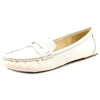 Isaac Mizrahi Reba Women Moc Toe Leather White Loafer