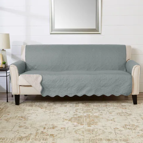 Great Bay Home Elenor Solid Reversible Sofa Furniture Protector