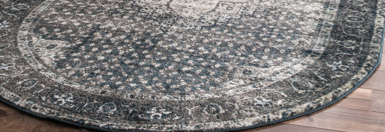 Grey Traditional oval area rug
