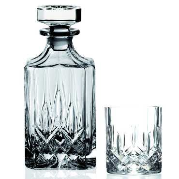 Whiskey decanter and glass