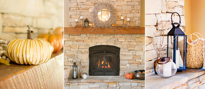 Mantel with a Fall Wreath Above
