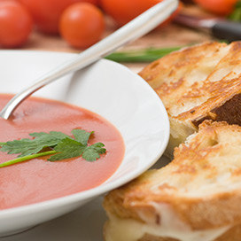 Roasted Tomato Soup with Grilled Cheese Sandwich
