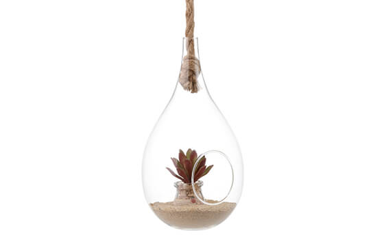 Teardrop hanging glass planter