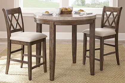 Bistro table with two wide stools