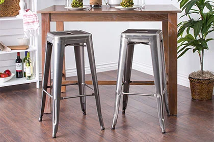 Rectangle pub table with two tall stools