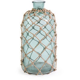 Glass bottle with rope