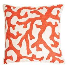 Orange coral print pillow