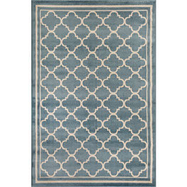 Blue trellis print rug